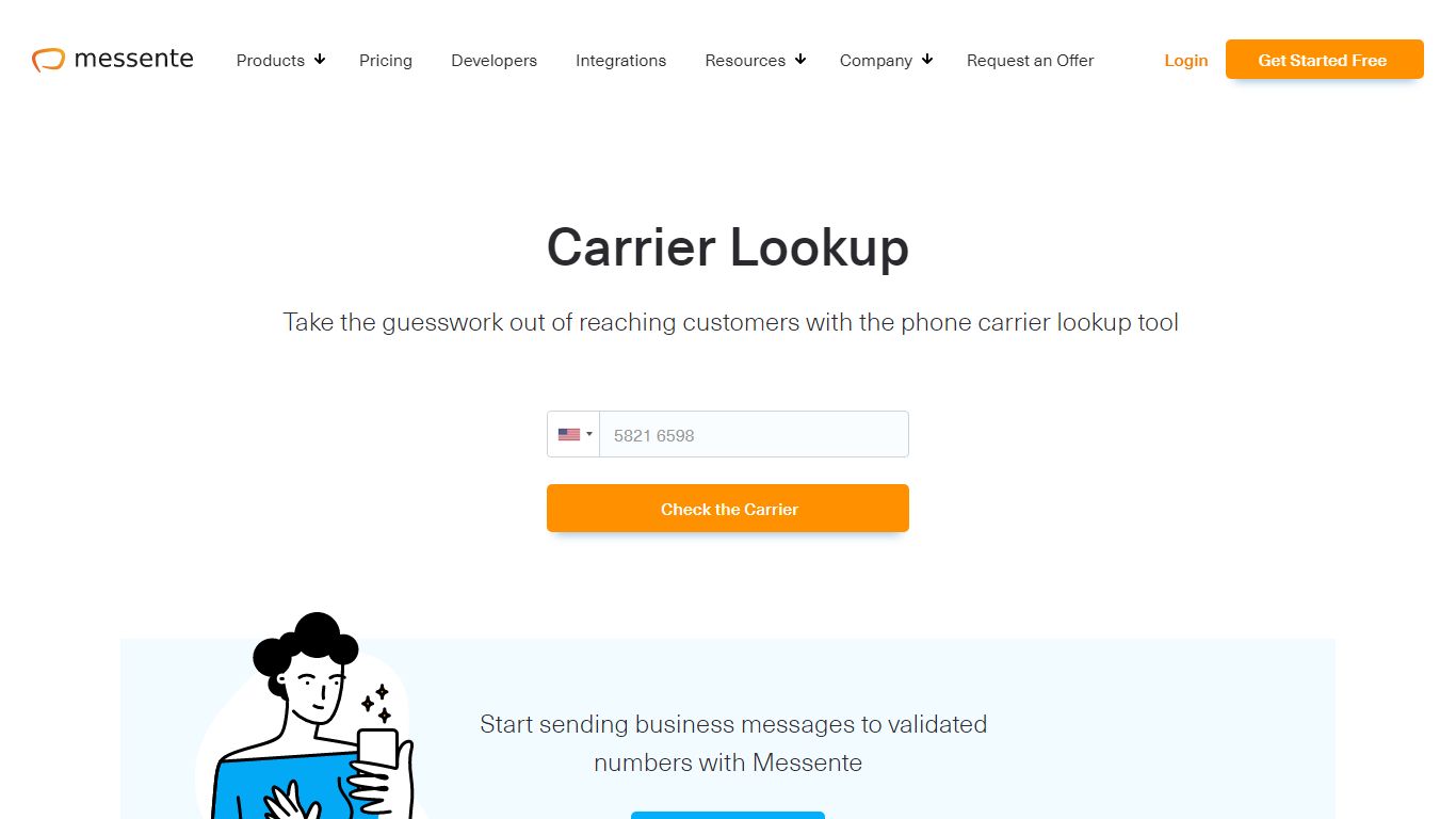 Free Carrier Lookup - Check Phone Numbers in Seconds - Messente
